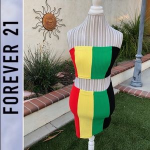 NEW Forever 21 Color Block Tube & Skirt Knit Set